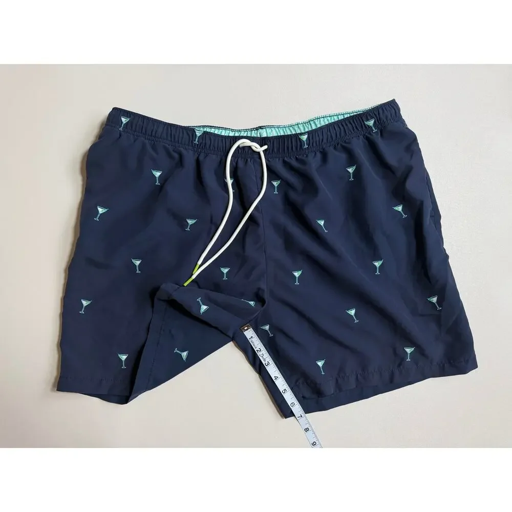 Tommy Bahama Men's Navy Blue Cocktail Print Swim Trunks Shorts Plus Size XXL